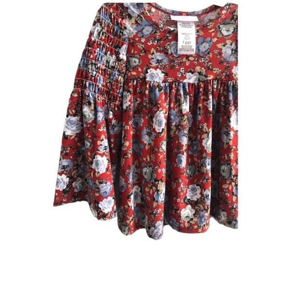 KIDS Girls BNWT Bonnie Jean Size: 2/2T Red Blue Flowered Top with Blue L… - Picture 8 of 8